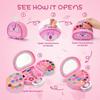 1set Colorful Girls' Pretend Makeup Toy Set - Pink and White Plastic Makeup Case with Mirror, Brushes, and Accessories.