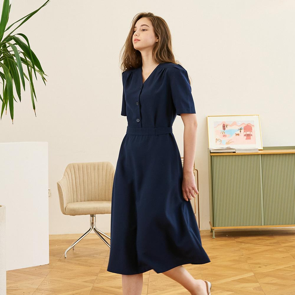 ACUD V-Neck Half Shirt Dress (3 Colors)