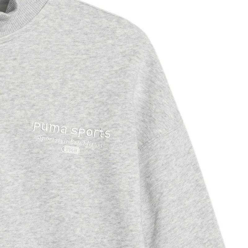 Puma Letter Embroidered Sports American Casual Pullover Sweatshirt Women sweatshirt Gray 623483-04