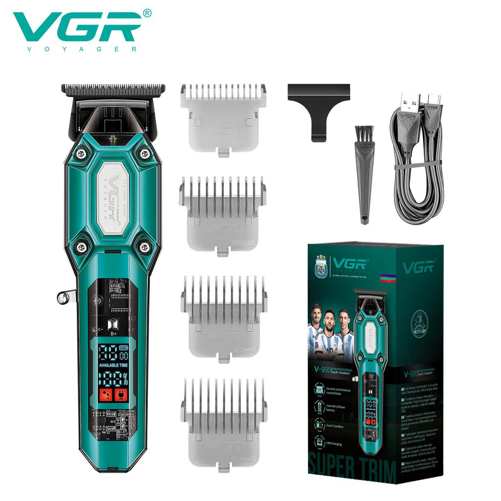 New VGR 900 T-shaped Blade Hair Clipper Transparent Body Electric Professional Men's Hair Clipper LED Intelligent Digital Carving Electric Thruster