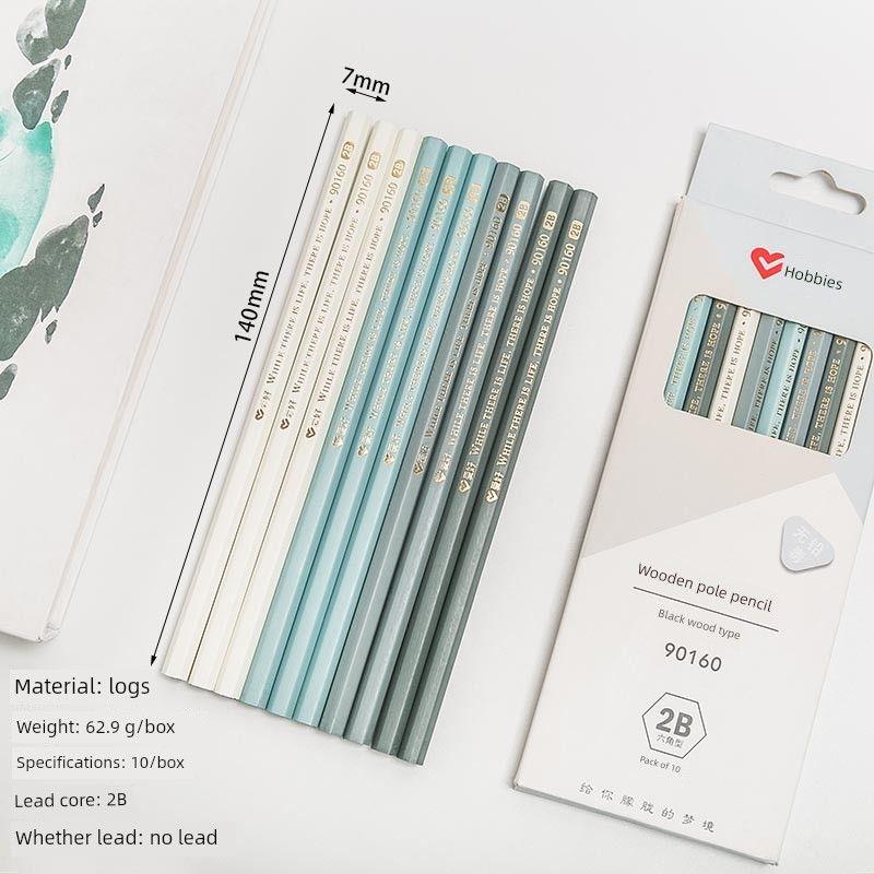 

Grade Three Class Two 2B Pencil for Pupils Sketch Professional 2B Pencil Sheet Filling Pencil Exam Art Student Charcoal Pencil Stationery 2B black wood type 10 pack