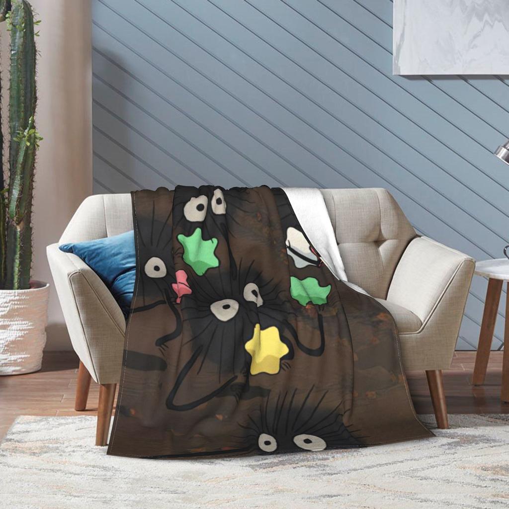 Super Soft Susuwataris Anime Movie TTotoroes Throw Blanket Premium Fleece Flannel Bed Blanket Cozy Plush Blankets All Season