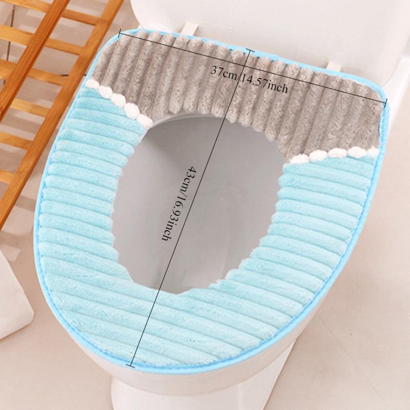 Plush Thermal Toilet Seat Cover - Self-Adhesive Winter Warmth Pad with Ultra-Soft Fleece Layer, Easy Install for Household Use
