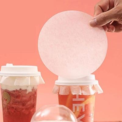 500Pcs Disposable Milk Tea Leakproof Paper 11/12/13/14/15cm Round Leakproof Film Splash Proof Gasket Takeaway Packaging Sealing