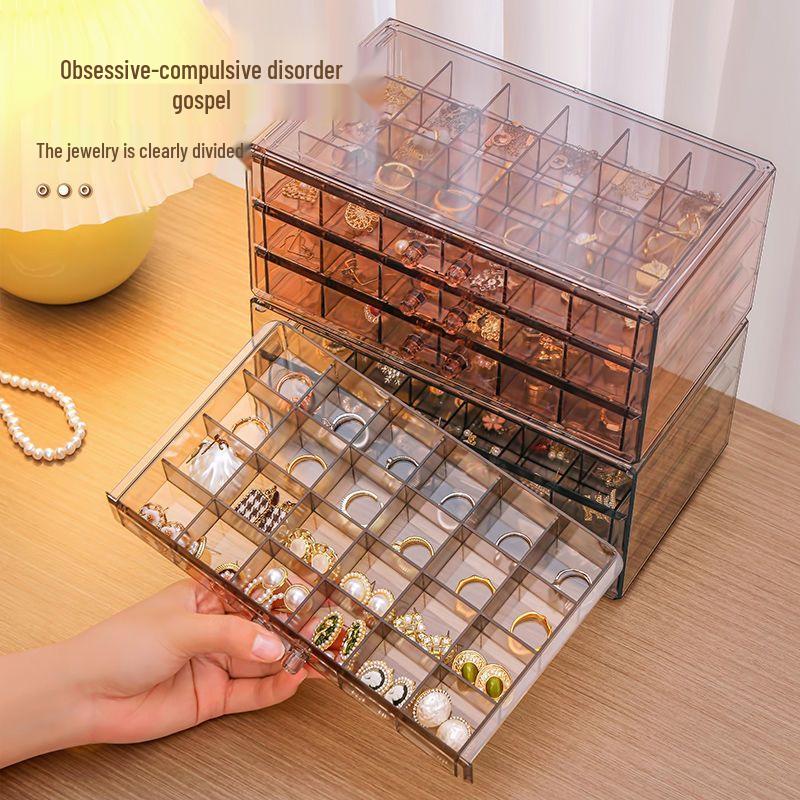 Multi-Layer Transparent Jewelry Storage Box for Rings, Earrings, Necklaces, and Bracelets