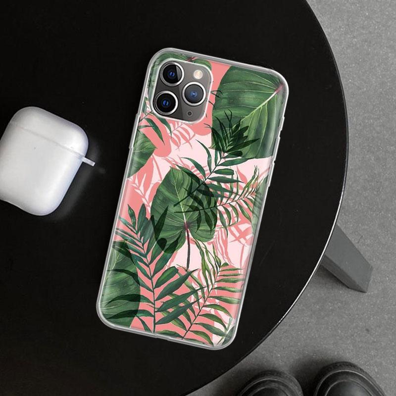 Summer Tropical Plants Green Leaf Phone Case Cover for iPhone 11 12 13 Mini 14 15 Plus 16 Pro Max 17 Air 7 8 + SE Art Customized