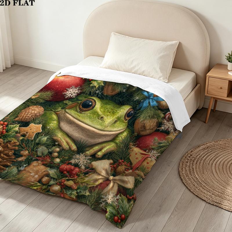 Weihnachtstiere Bedruckte Flanelldecke, weicher Überwurf für Schlafzimmer Sofa, waschbar, Weihnachtsgeschenk, tolles Geschenk.