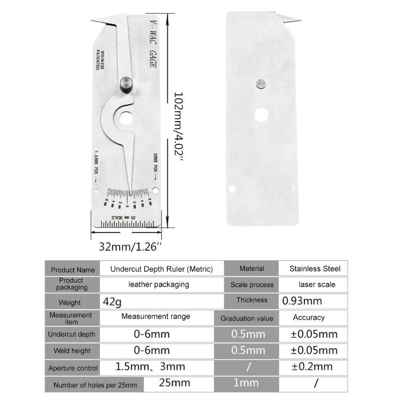 Metric Imperial Welding Gauge Biting Edge Undercut Inspection Height Depth Weld for Woodworking Home Decoration