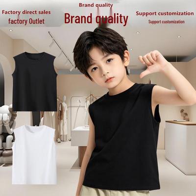 T-shirt Gilet Senza Maniche Personalizzata per Bambini con Grafiche: Colore Solido, Casual, Vestibilità Larga, Ideale per Uniformi di Gruppo o di Classe