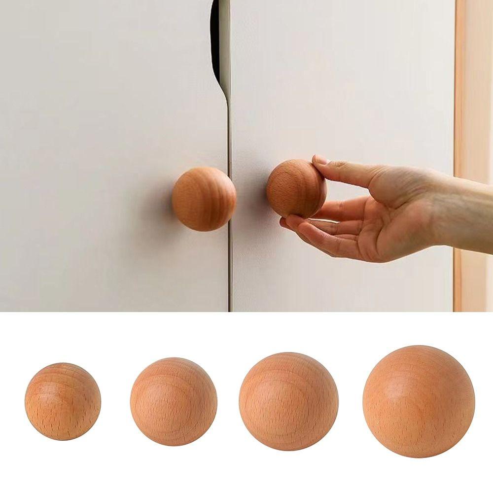 Simple Wooden Door Handles Round Wood Hook Hanger DIY Wardrobe Knob  Home Decoration