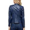 Kurtka motocyklowa damska skórzana w kolorze granatowym z panelami