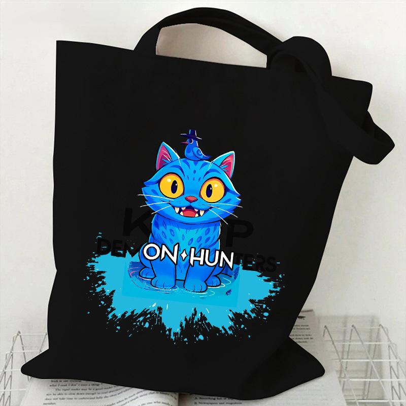 KPOP Skupina Lovců Démonů Taška z plátna s tygřím potiskem Jednoramenná taška crossbody pro studenty Denní nákupní taška tote