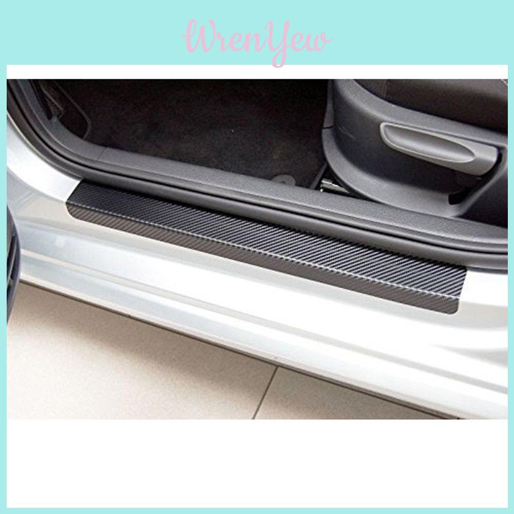 Durable Carbon Fiber Car Scuff Plate Door Sill 4d Sticker Panel Protector Set Of 4