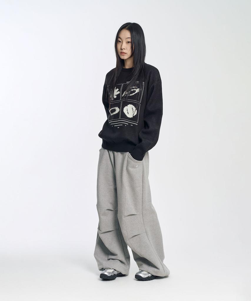 SLOW RECORD HOUSE Universe Logo Knit_Black
