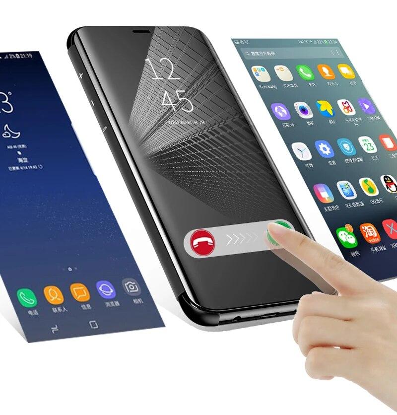 Luxusní Smart Mirror Flip Case pro Samsung Galaxy S22 S20 S21 Ultra S8 S9 S10 Plus FE Note 8 9 10 20 S10e Lite 5G A53 Cover Coque
