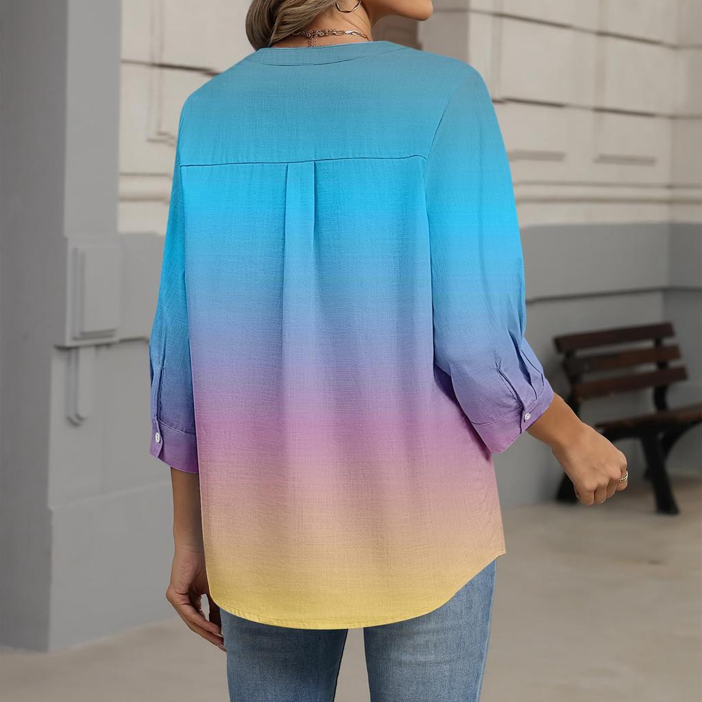 Women's Fashion Casual Gradient Print Top