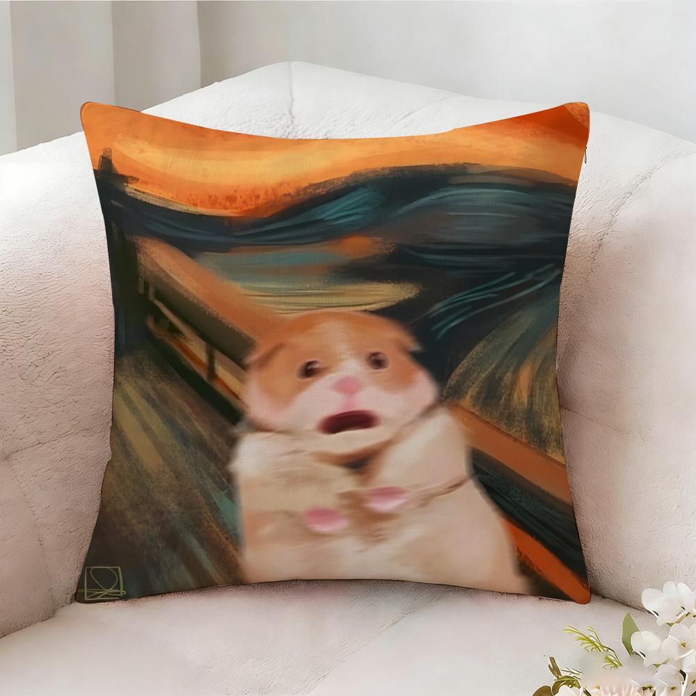 Oil Painting Of A Quirky Fun Rabbit Pillow Case Pillowcase Doublesided Printed Sofa Cushion Bedroom Headboard Pillow