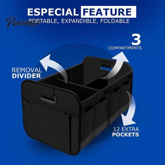 Partitioned Cargo Organizer Car Trunk Organizer, Compartments Design, Durable Waterproof Heavy Duty Vehicle Storage Oxford Container for And