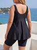Grote Mat Blauwe Tankini met Rok voor Dames