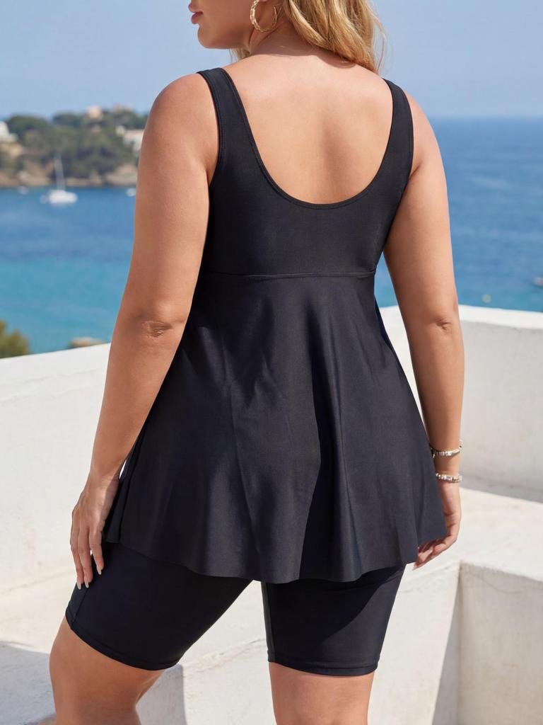 Grote Mat Blauwe Tankini met Rok voor Dames
