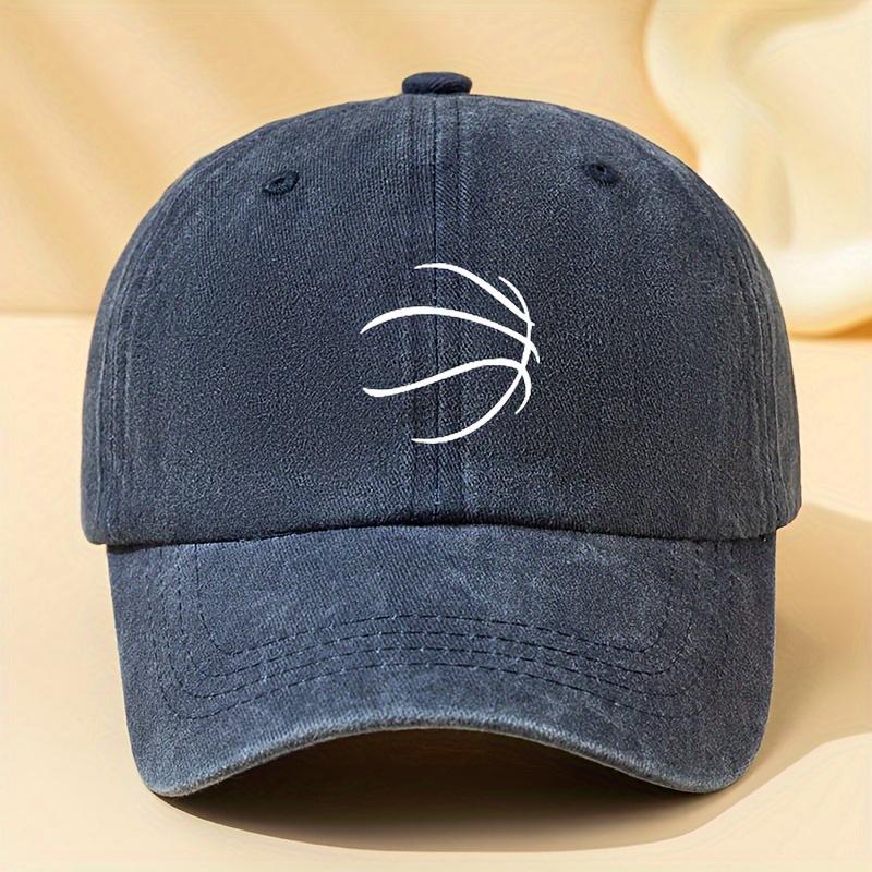 Line Basketball Print Baseball Cap Washed Curved Brim Hat Fashionable and Versatile Hip-hop Hat for Men and Women