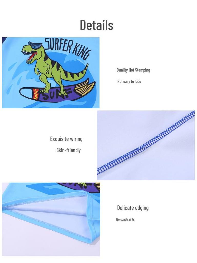 New Cute Cartoon Split Swimsuit for Boys - High-Elasticity Swimwear for Toddlers, Small, Medium, and Large Kids