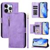 For iPhone 14 Pro Case Zipper Pocket Multiple Card Slots Leather Phone Cover