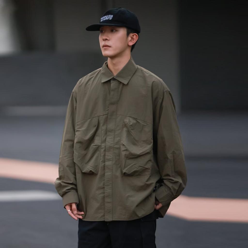 2024 Brief Langarmhemd Japanischer Hong Kong Stil Ins Loses Hemd Jungen Sommer Trendy Vielseitig Casual Mantel