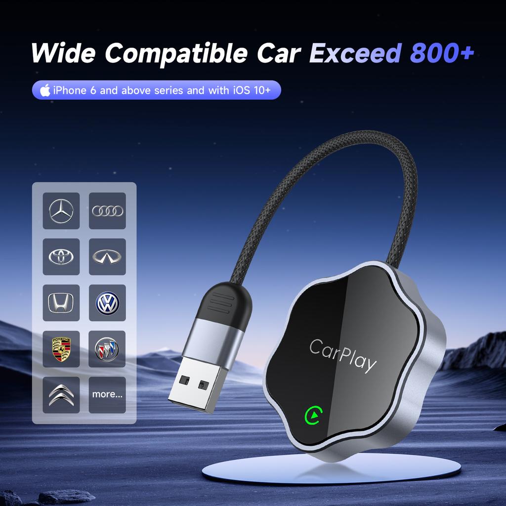 2 in 1 Wireless CarPlay Android Auto Adapter For iP/Android Phones Upgrade Wired to Wireless For Built-In CarPlay/Android Auto Cars