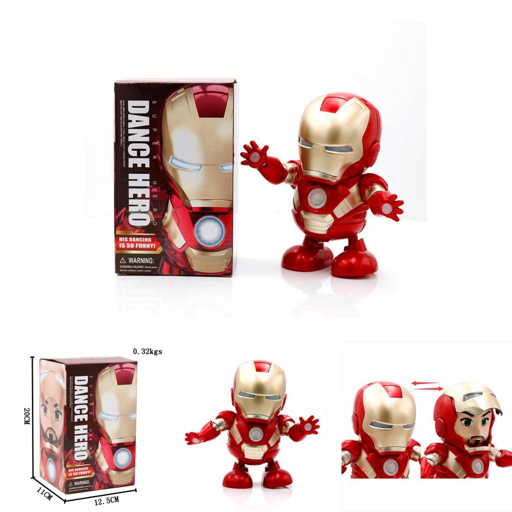 Vibrant Dance Iron Man Action Figure Toy With Led Flashlight And Sound Features