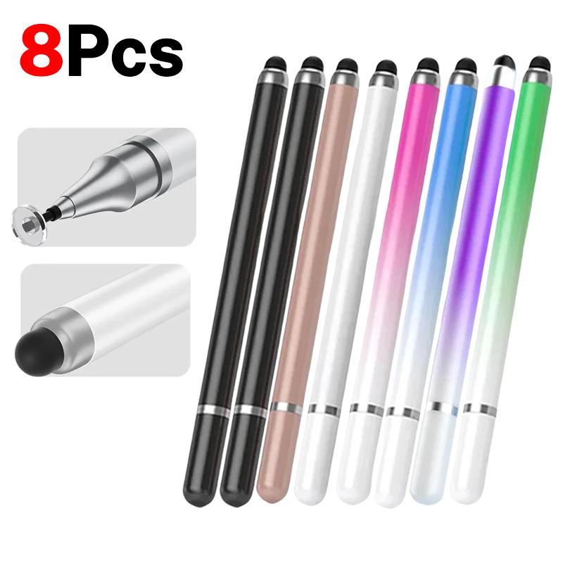 1-8Pcs Double-Headed Universal Stylus Pen For iPad Tablet Android IOS Phone Drawing Writing Capacitive Screen Touch Stylus Pens