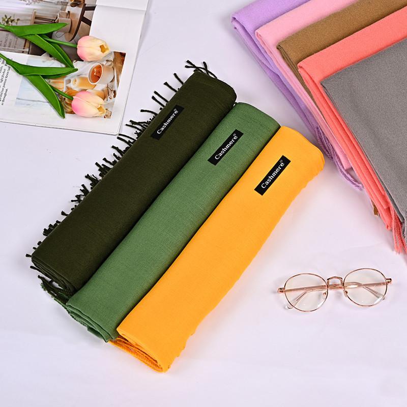 Red Faux Cashmere Winter Scarf for Women - 2026 Korean Style Solid Color Shawl with Logo, Ideal for Annual Meeting Gifts