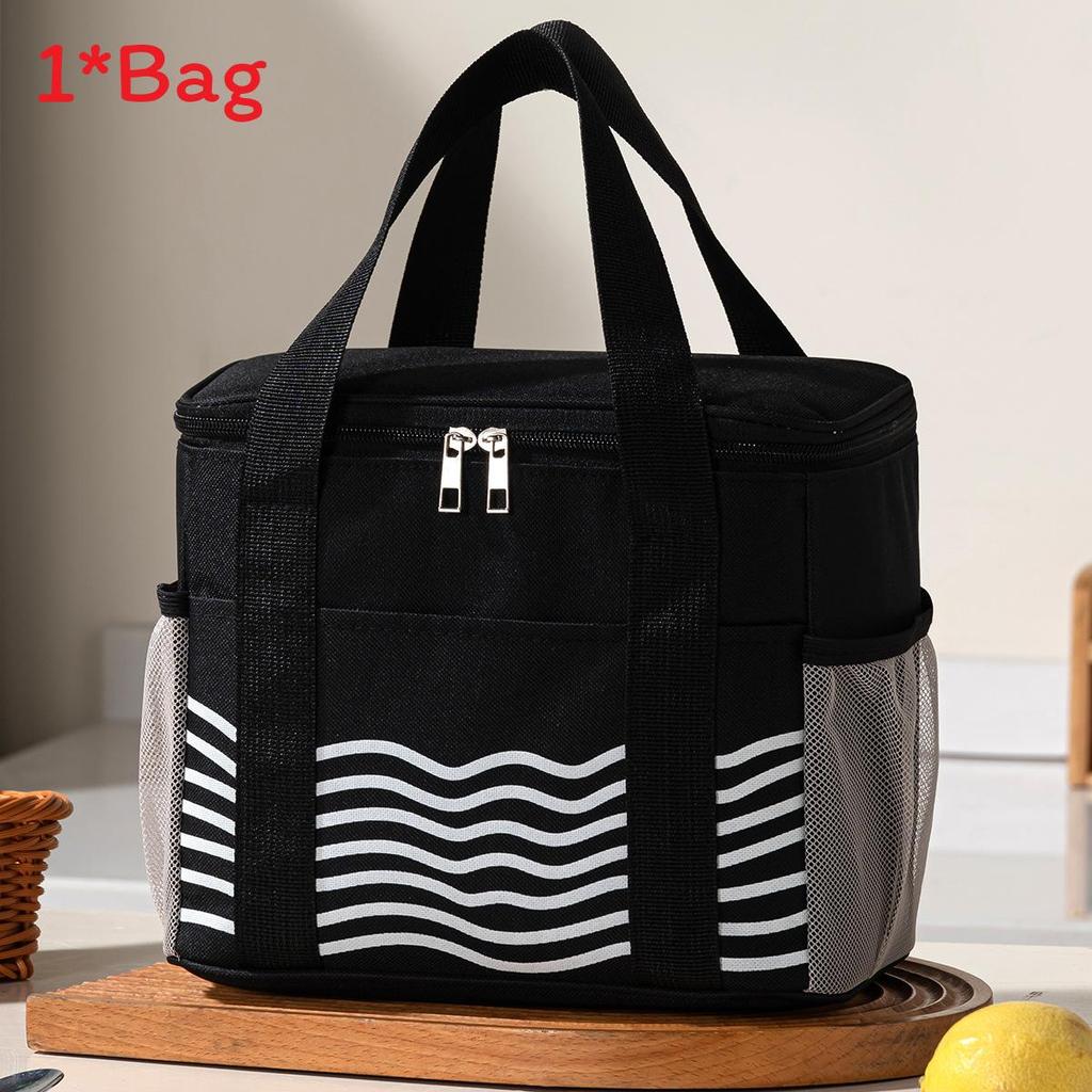 Large Capacity Waterproof And Oilproof Insulated Lunch Bag For Work And Outdoor Activities чёрный