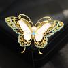 Light Luxury High-end Blue Zircon Inlaid Stone Butterfly Brooch Temperament Natural Fritillary Pearl Wings Insect Pin Female