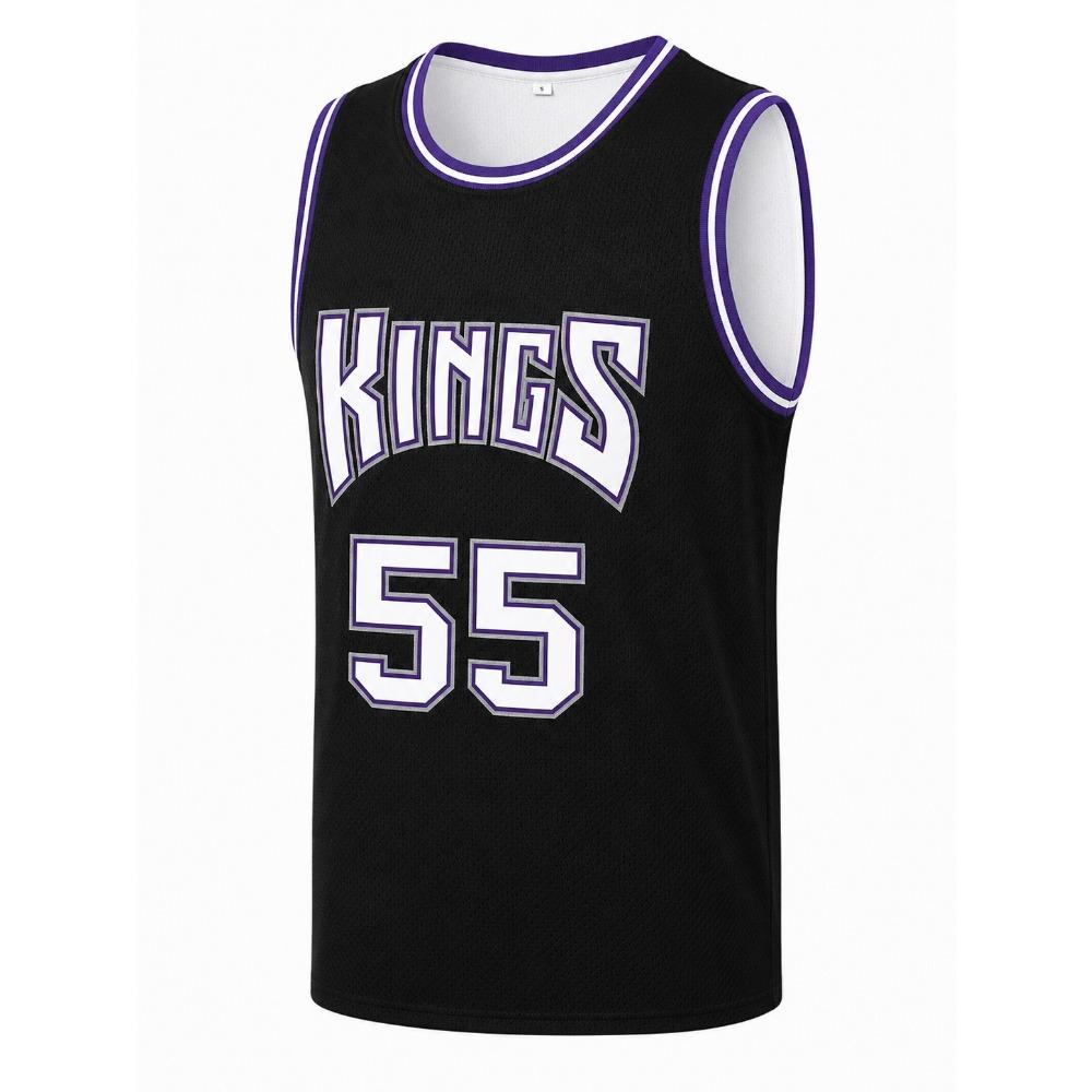 Retro Williams 55 Kings Trikot Schwarz mit Lila & Weißer Borte Sportuniform Lässige Weste Herren und Kinder