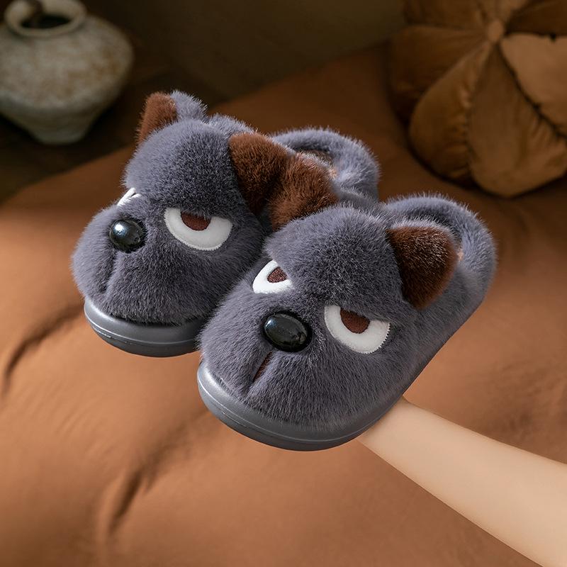 

Детские мультяшные хлопковые тапочки - Теплая флисовая подкладка, Толстая подошва, для мальчиков, Осень/Зима 38-39