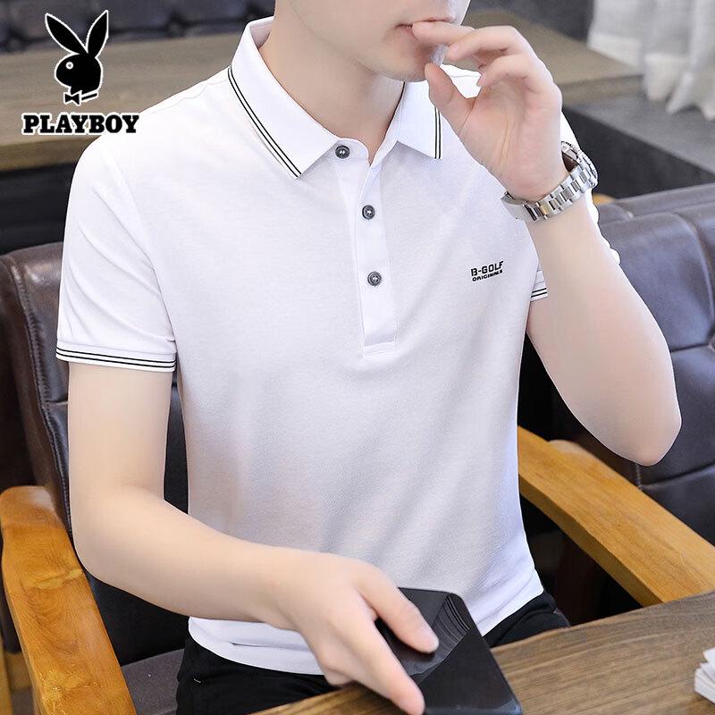 PLAYBOY Men's Summer Lapel Short Sleeve Polo T-Shirt