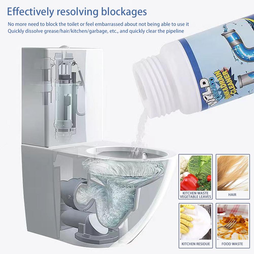 110g Limpiador de Desagües Obstruidos Power Drain, Potente Limpiador de Desagües de Fregadero/Lavabo Agentes Potentes para Desatascar Tuberías al Instante Para Baño Cocina
