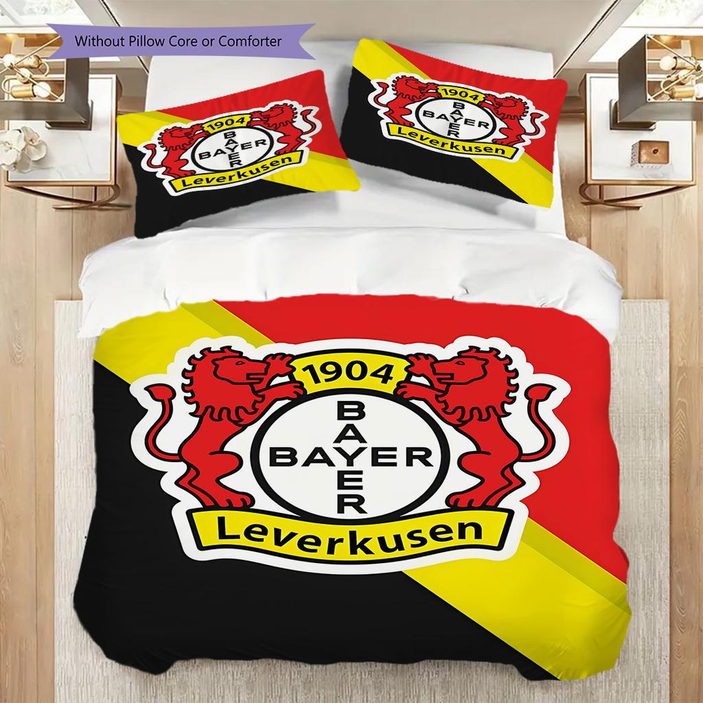 Bayer 04 Leverkusen Pattern Bedding Quilt Set Quilt Cover Pillowcase Home Decoration Birthday Gift (1 * Duvet Cover + 2 * Pillowcase, Without Core)