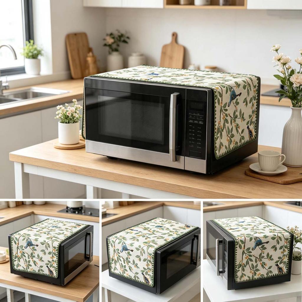 30x90cm Bavlněná lněná protiprašná krytka na mikrovlnku pro každodenní použití Kuchyňský chránič proti prachu