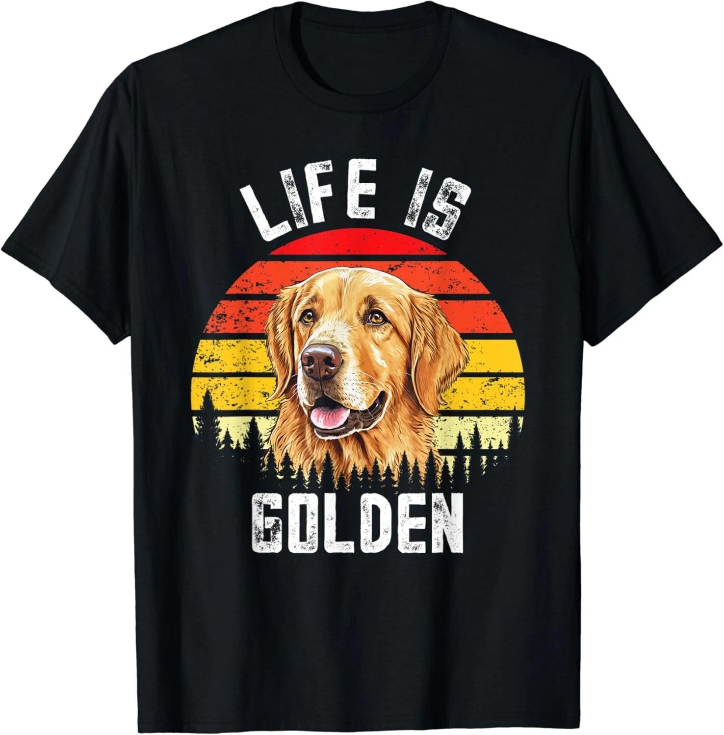 Vintage Life Is Golden Funny Golden Retriever Dog Lover Gift Unisex T-Shirt 2XL