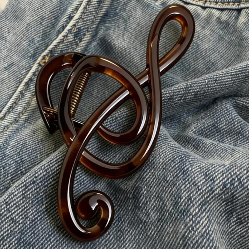 Fashion Extra Large Retro Resin Musical Note Hair Clip Women High End Back of Head Updo Ins Style Unique Design Hair Accessory