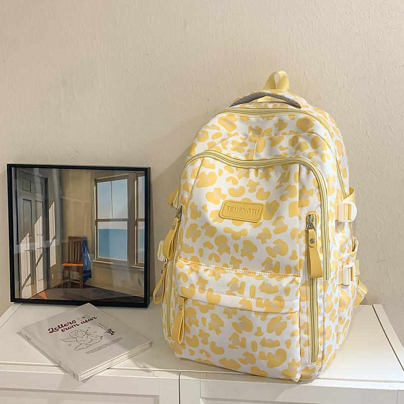 Leopard Print Backpack Junior High School Student Lightweight Schoolbag Girl's Large Capacity Backpack