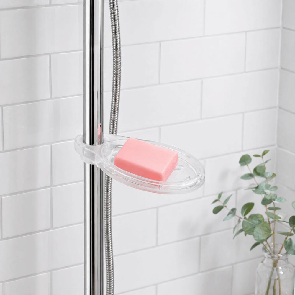 2 Pack Oval Shape Soap Holder Plastic Soap Storage Tray Easy Install Soap Rack  Shower Rail