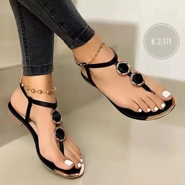 

Fashion Women Sandals 2024 New Summer Casual Flat Sandals Flip Flops Luxury Designer Fashion Shoes Women Open Toe Daily Sandals Women 43 чёрный