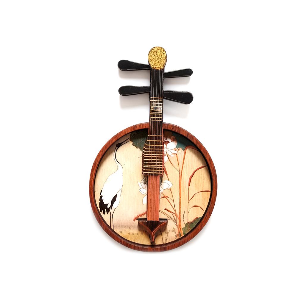 Miniature Pipa Ruan Guzheng Magnetic Refrigerator Sticker Hand Carved Cultural Artifact Collectible Gift Home Decor
