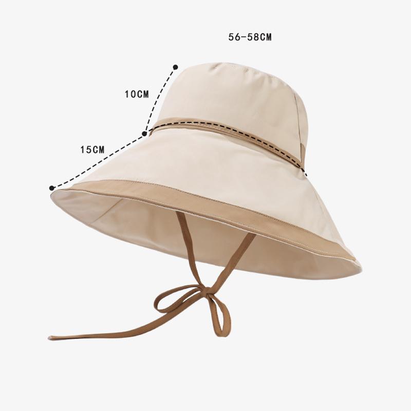 Summer Big Brim Foldable Strap Fisherman Hat Women's Outdoor Sun Hat