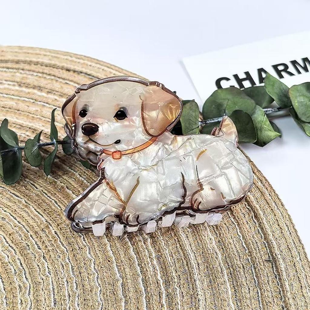 1 Stück niedliche mittlere Tier-Haarspange, lockiger Shiba Inu Corgi Welpe Acryl-Klammer Cartoon-Haarspange Pan-Haar Haiklammer