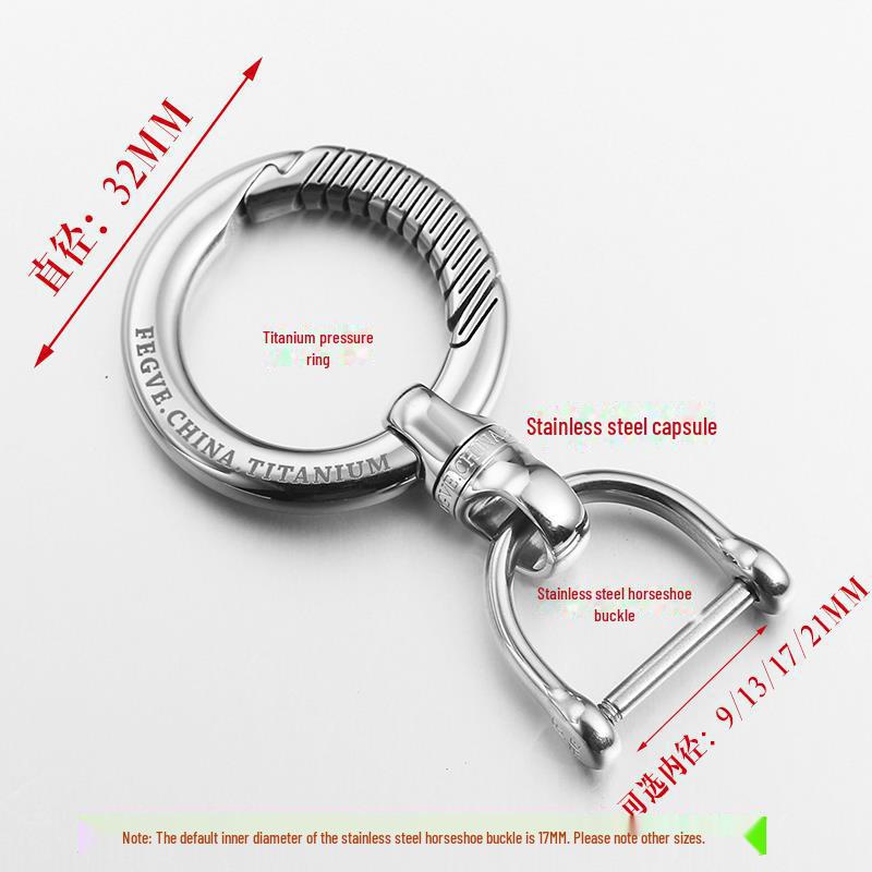 Handmade Titanium Stainless Steel Keychain with 360° Rotating Universal Joint and Buckle