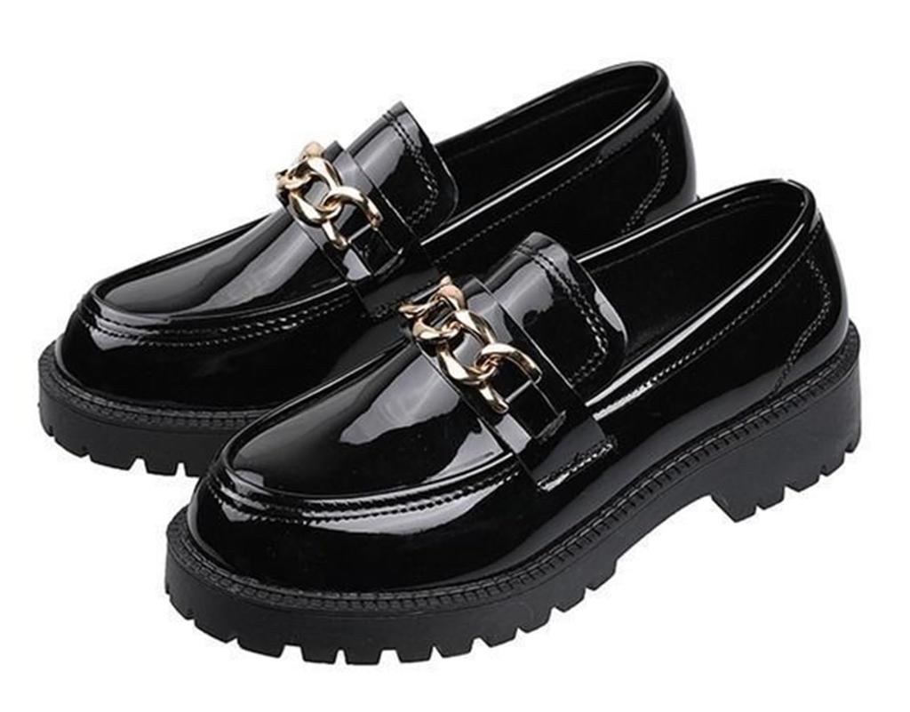 1/2plus Damen Slipper mit dicken Sohlen und Ketten, bequem zum Laufen, perfekt für den Arbeitsweg, das Büro und mehr, Schwarz, Größe 24,5cm